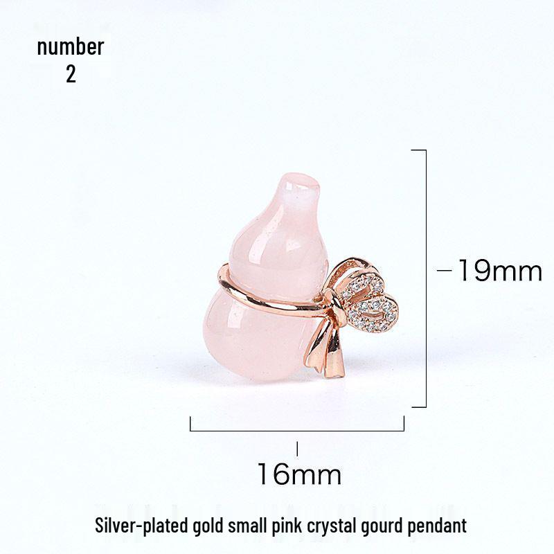Pink Crystal Gourd Pendant - 925 Sterling Silver Lucky Bag Design