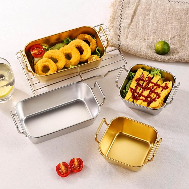 Multifunctional Stainless Steel Toddler Plates Set for Kids, Durable Metal Dinnerware, Safe for Oven and Dishwasher Use