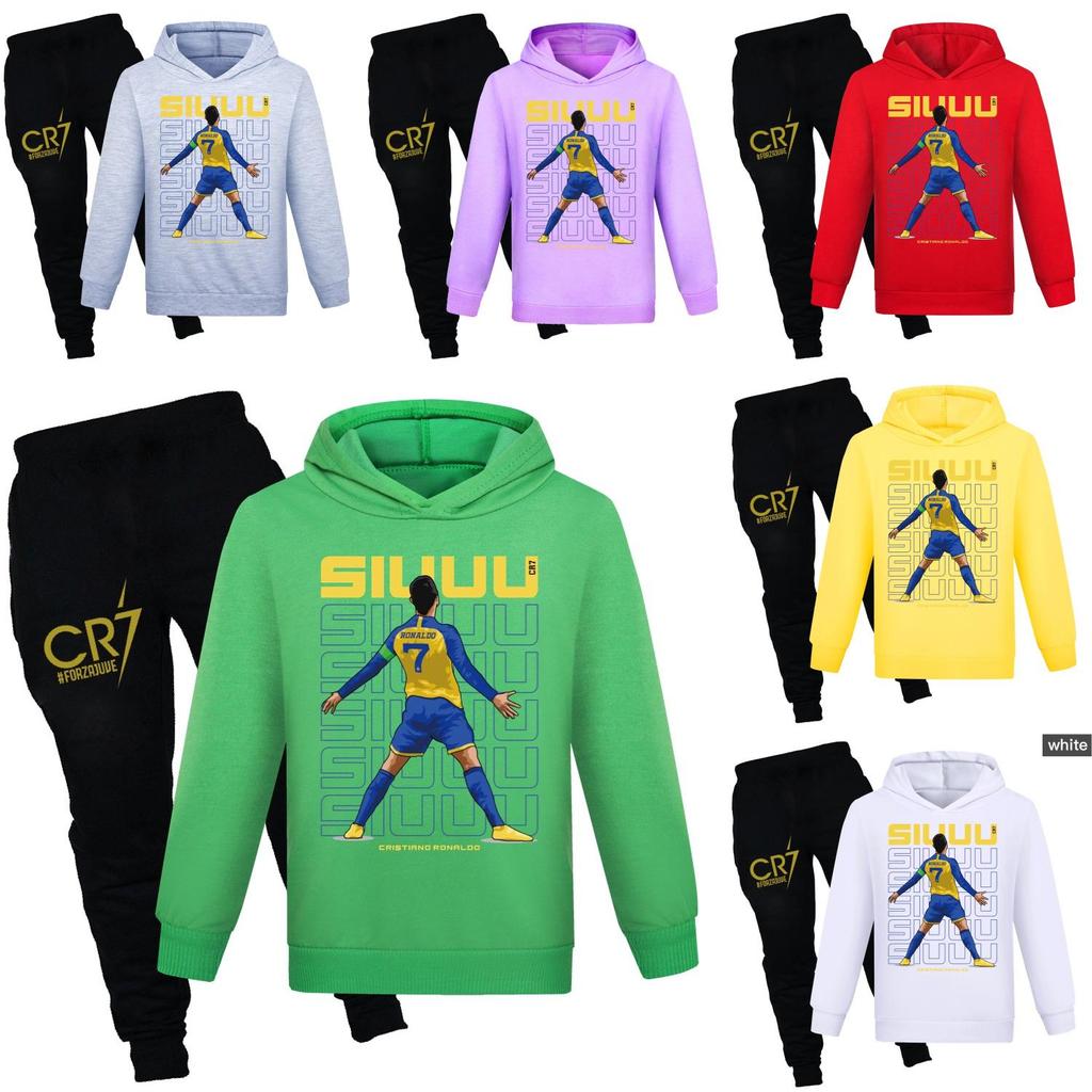 Cr7 Print Kinder Trui en Broek Set Met Zachte Katoenen Stof Voor Middelbare Scholieren