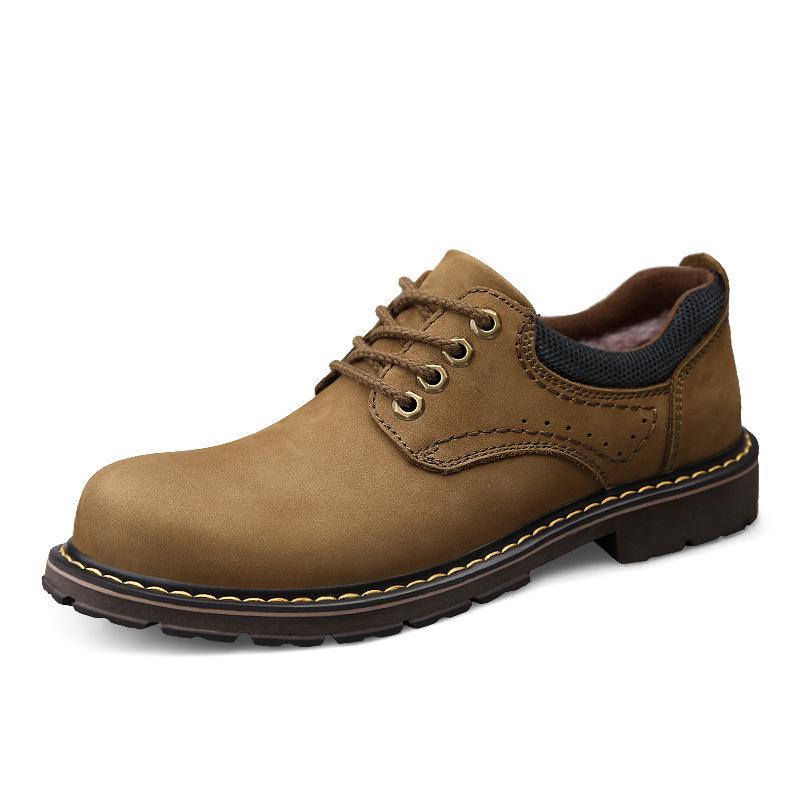 Men s Genuine Leather Low-Top Outdoor Work Boots with Matte Cowhide Surface