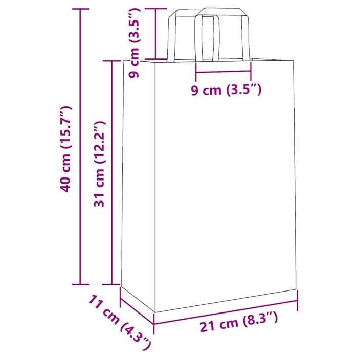 VidaXL Paper Bags 50 Pcs with Handles Pink 21x11x31 Cm, Paper Bag, Paper Gift Bag, Paper Gift Bag, Bag 4101882