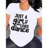 Women JUST A Letter Print T-Shirt Oversized Round Neck Loose Fit Summer Casual Top