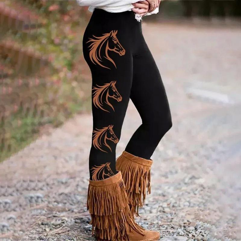 Women's High Waist Yoga Leggings Slim Fit Streetwear Cat Digital Print Stretch Fitness Workout Pants