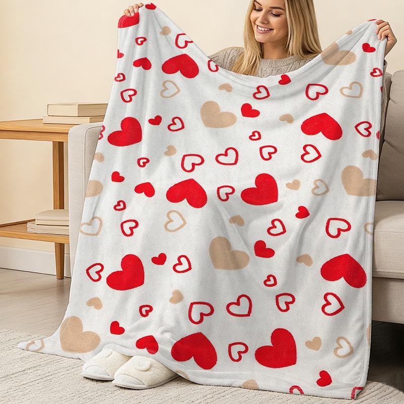 No-Shedding Flannel Fleece Blanket | Love Heart Collection Soft Cozy Warm Throw for Couch, Bed & Home Perfect Valentine's Day Gift