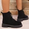Fashion Classic Black Faux Suede Boots Women Autumn Winter 2025 Lace Up Platform Ankle Boots Woman Round Toe Warm Booties Mujer