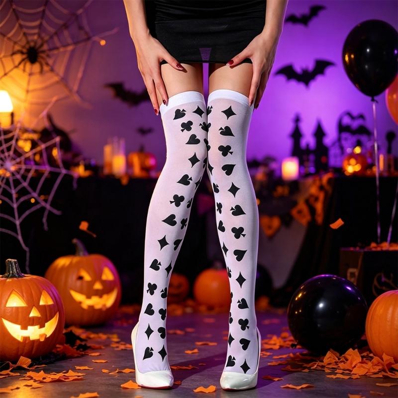 Bas Cuissardes pour Femmes pour Cosplay et Tenues d'Halloween, Chaussettes Douces Extensibles au-dessus du Genou pour Fêtes