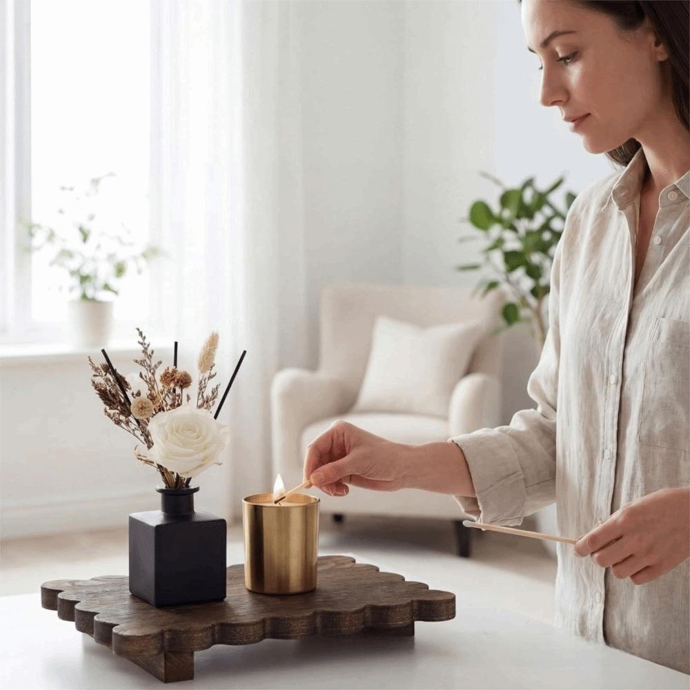Solid Wooden Plant Stand Decorative Wooden Decorative Pedestal Wooden Storage Tray  Bathroom Decor