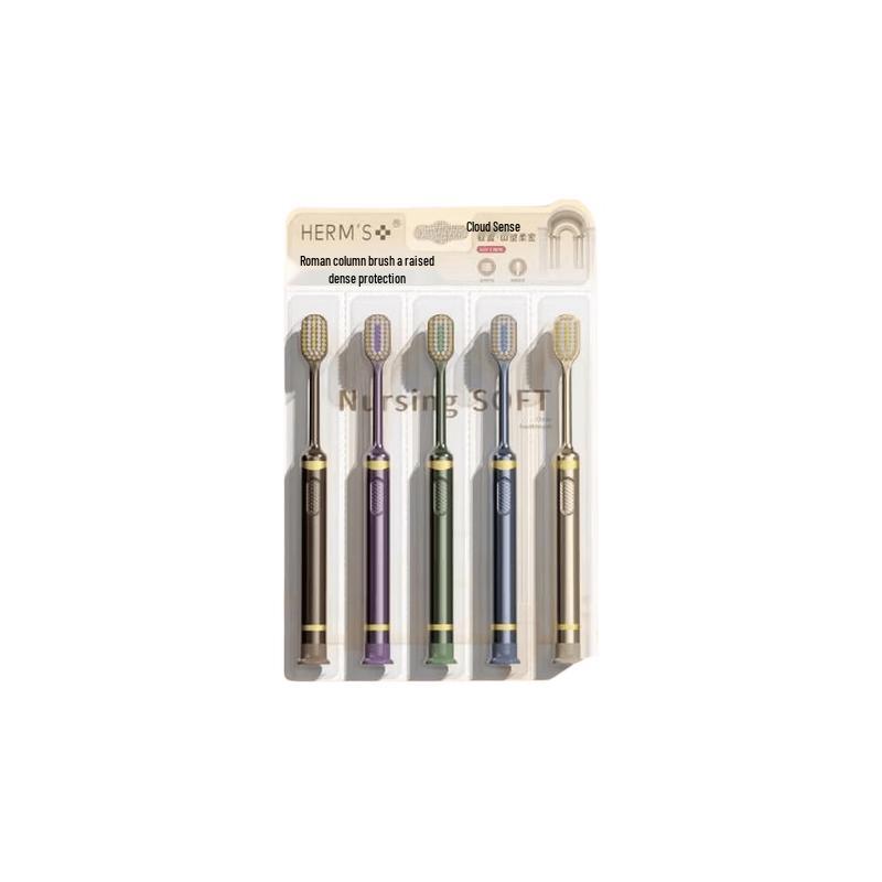 HERM S 3rd Gen Mountain-Shaped Soft Toothbrush, 5-Pack