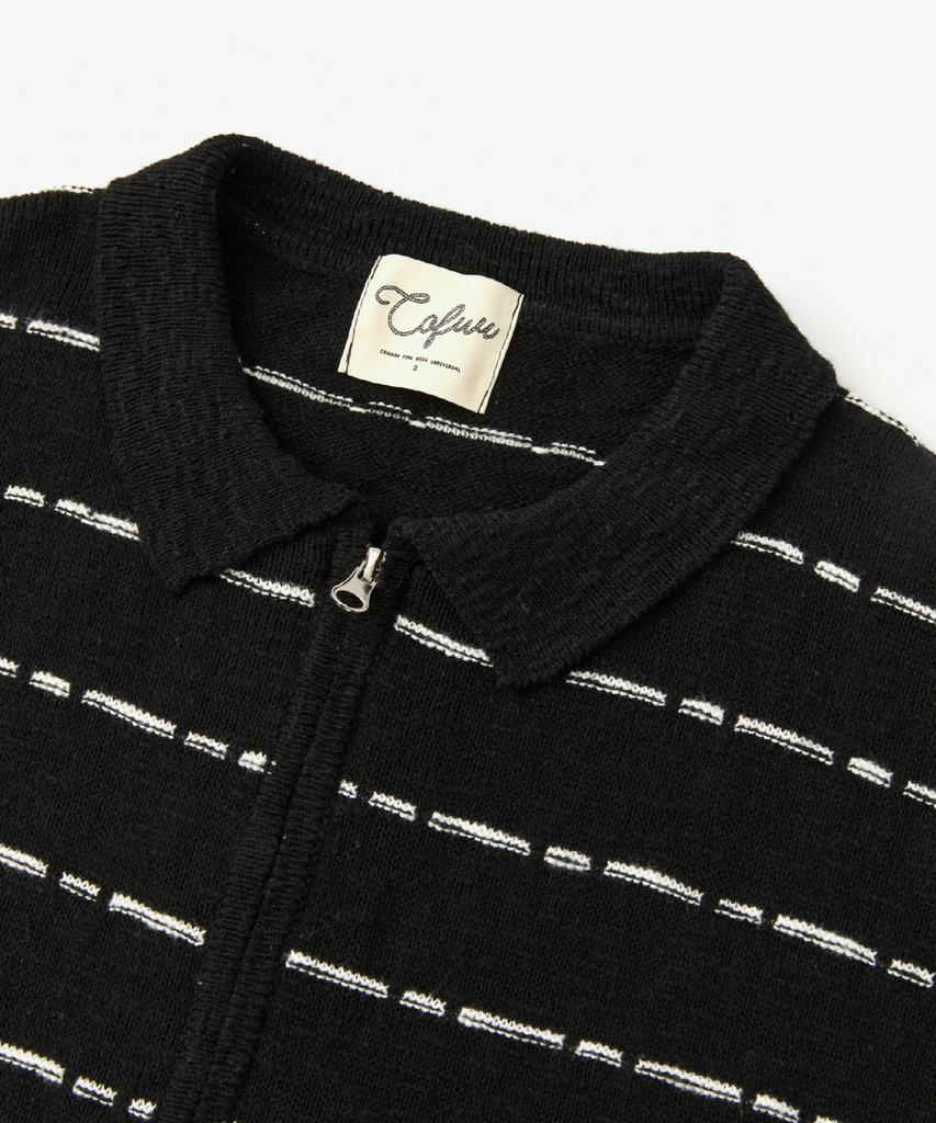 COFWI Miller Striped Knit Zip-Up Black