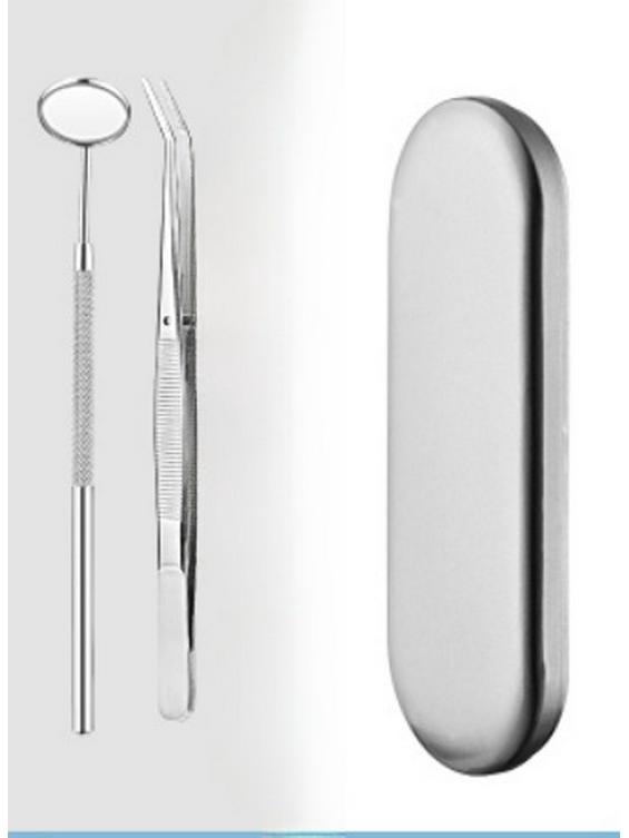 Stainless Steel Dental Tool Set: Includes Tweezers, Mouth Mirror, Probe for Dentist and Assistant Use