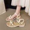 French fairy style low-heeled sandals female summer fashion temperament 2025 new casual Roman beach cool slippers