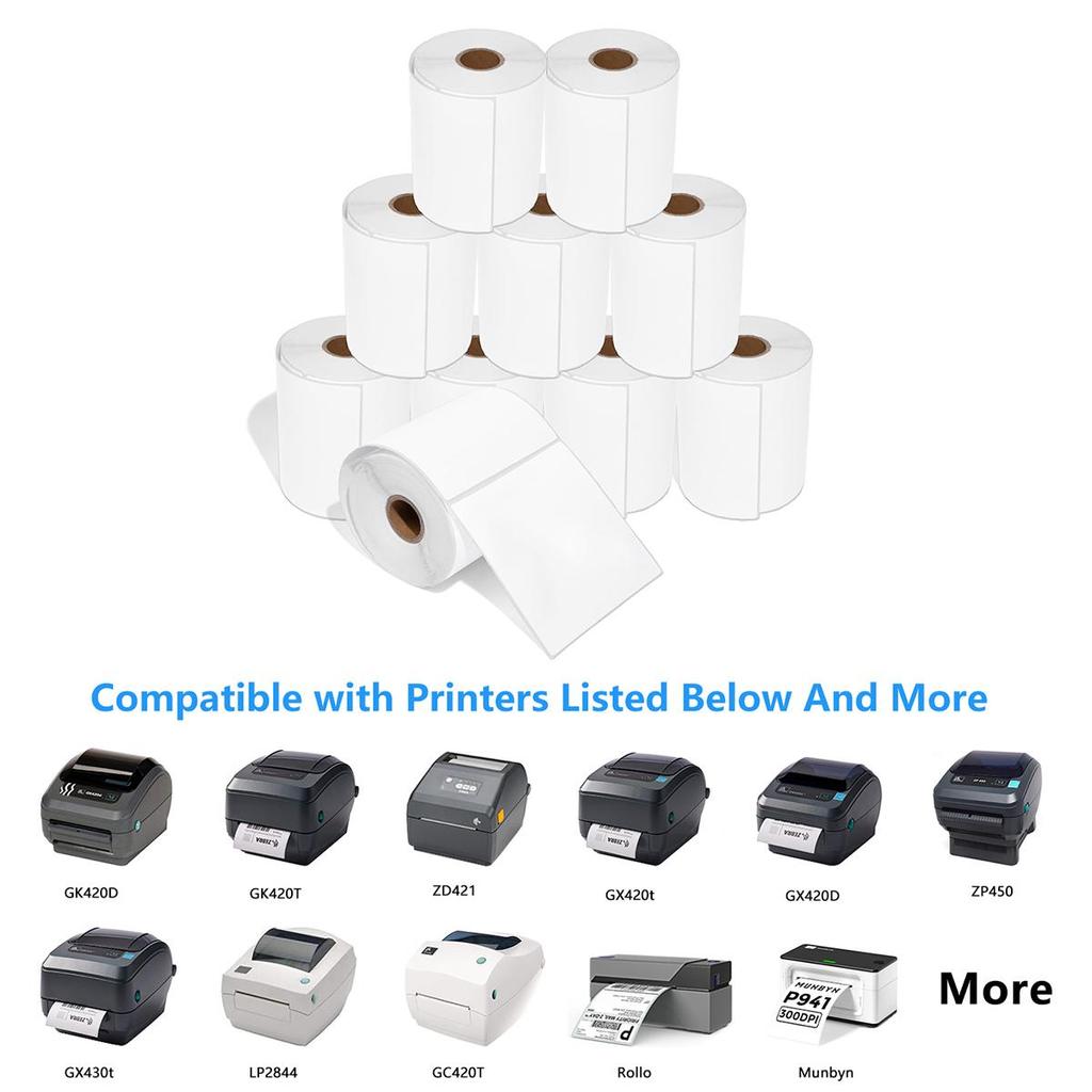 Adhesives - 4" X 4" Square Direct Thermal Labels Compatible with Rollo, Zebra, and Other Desktop Label Printers