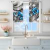 2pcs 3D Gorgeous Blue Jewelry Flower Printed Curtain for Home Decor - Rod Pocket Window Treatment for Bedroom, Office, Kitchen,