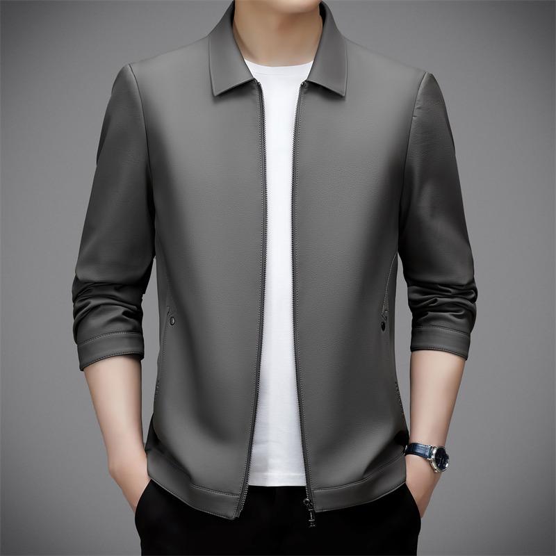 Leather Coat Men s Jacket Middle-aged Velvet Lapel Genuine Leather Jacket Sheepskin Lapel High-end Soft Leather Jacket 170