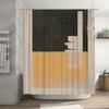 Modern Black And Gold Bathroom Shower Curtain Set Decor With Abstract Geometric Design White Bath Tub Background Home Decoration