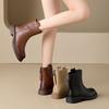 Real Leather Martin Boots, Women's British Retro Chelsea Boots, Fashionable and Versatile Short Boots, High Rise Knight Boots Inside
