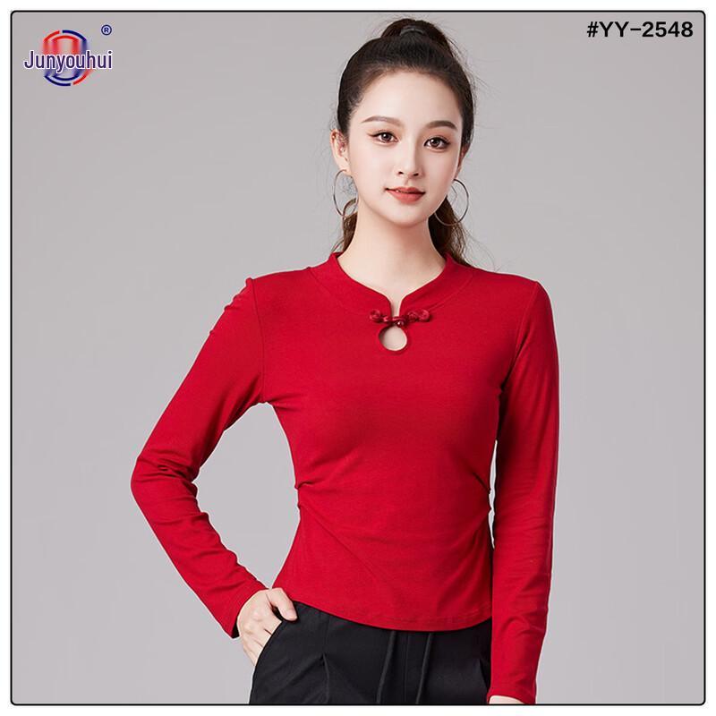 Women s Chinese Style Long Sleeve Performance Dance Top 6XL