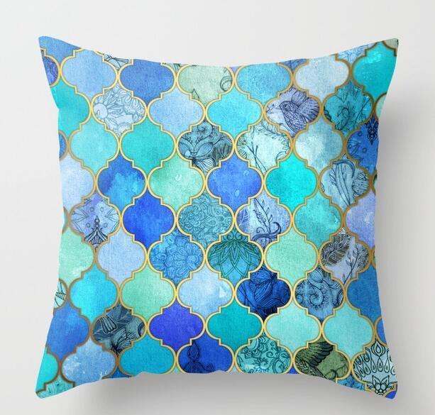 blue green sofa pillows