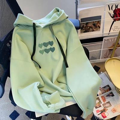 Hooded Sweatshirt Women Autumn and Winter Padded Warm Comfortable Pullover Sweatshirt Printed Solid Color Casual Versatile Tops