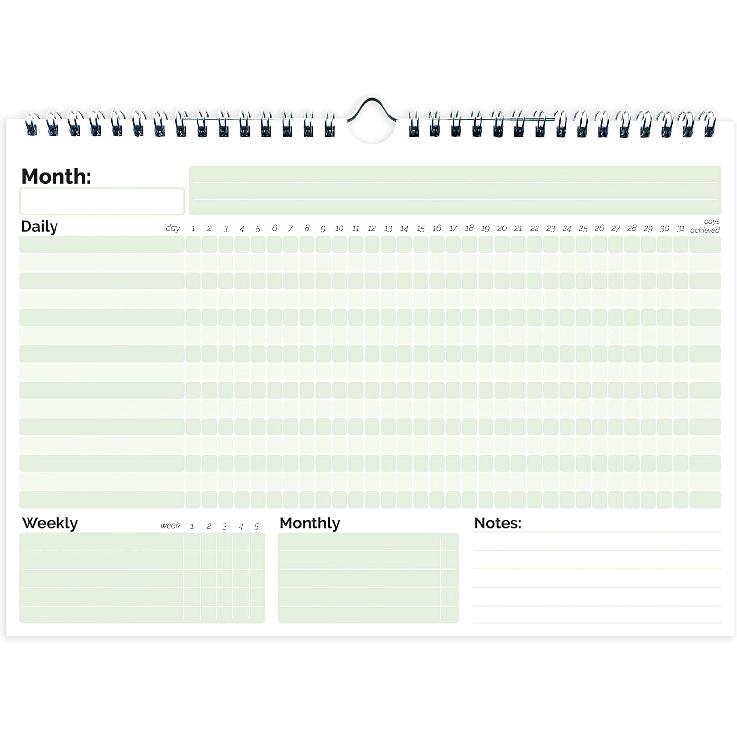 HADIGU Habit Tracker Calendar, (Undated 12 Month) with Spiral Bound and Hanger, A4 size (8.3"x11.7"), Habit Tracker Journal for Daily Weekly and