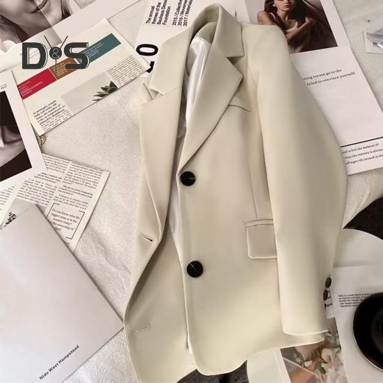 Women's Suit Spring Autumn Female Top Office Lady Blazer Loose Fit Thin Jacket Lapel Collar Coat for Work Leisure Time