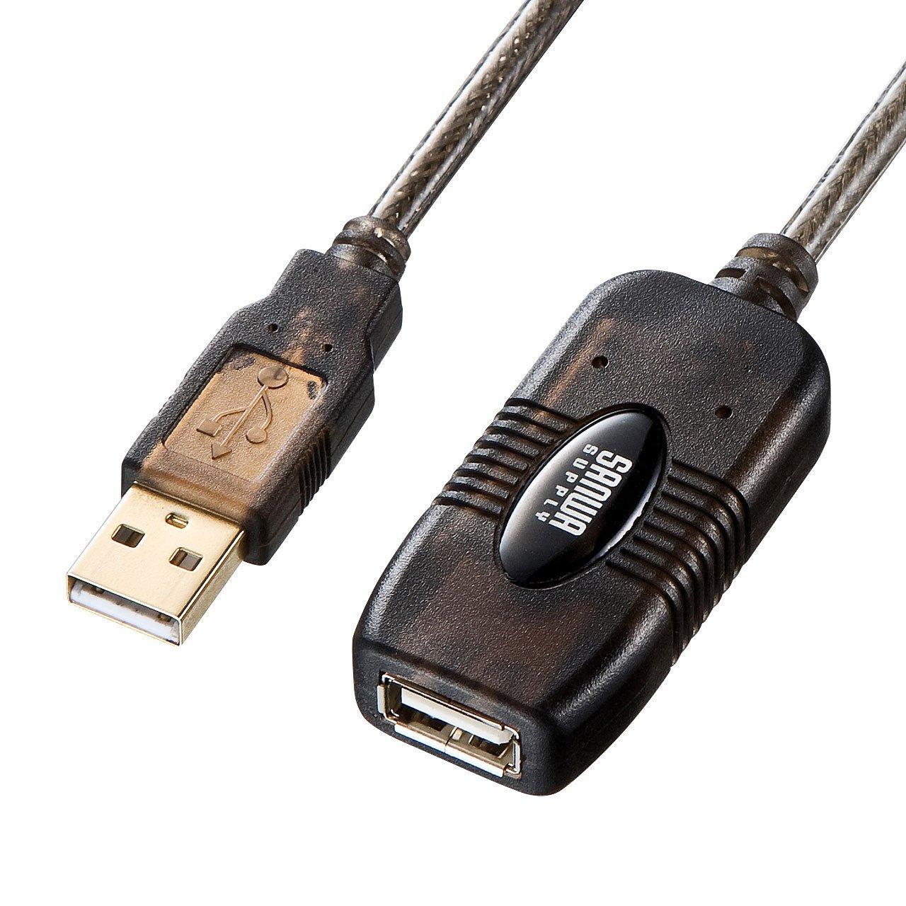 

Sanwa Supply 20m Extension USB Active Repeater A Male to A Female KB-USB-R220 2.0 Cable,