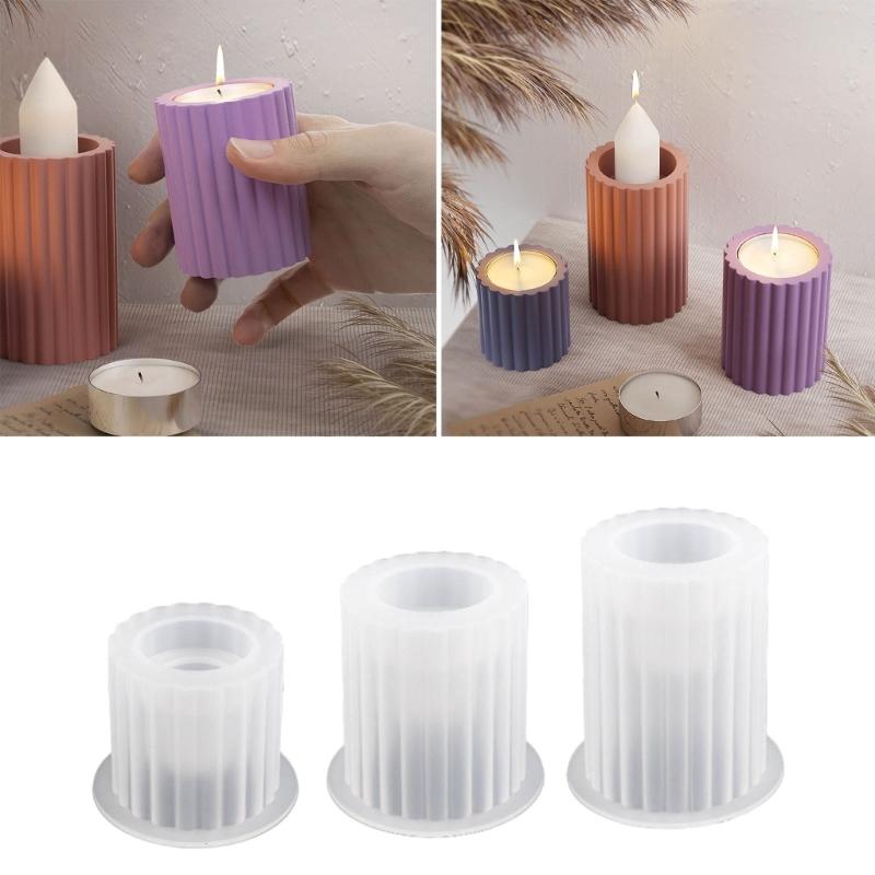 Zylinderförmige Kerzenhalter-Formen, gestreifte zylindrische Teelichthalter-Formen für DIY Kerzenhalter, Kerzenständer, Weihnachtsgeschenk