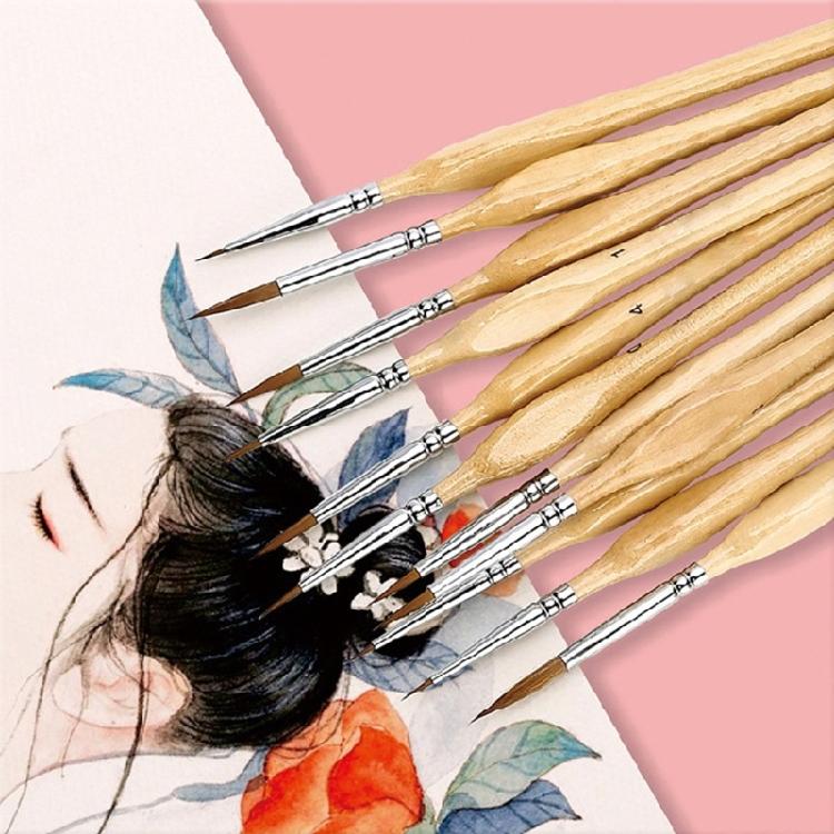 11Pcs Detail Paint Brushes Set for Art Painting Miniature Brush for Acrylic Watercolor Gouache Oil and Face Painting