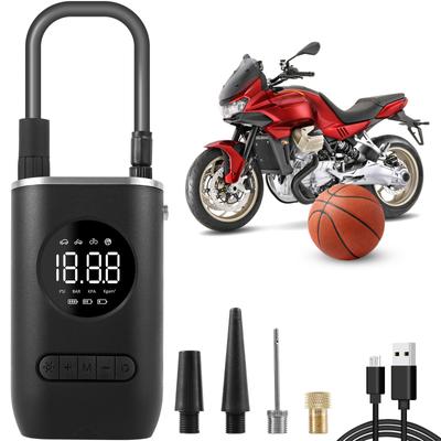 Portable Tire Inflator 150PSI Cordless Air Compressor with LED Light Auto Shut Off Electric Bicycle Tire Pump with Pressure
