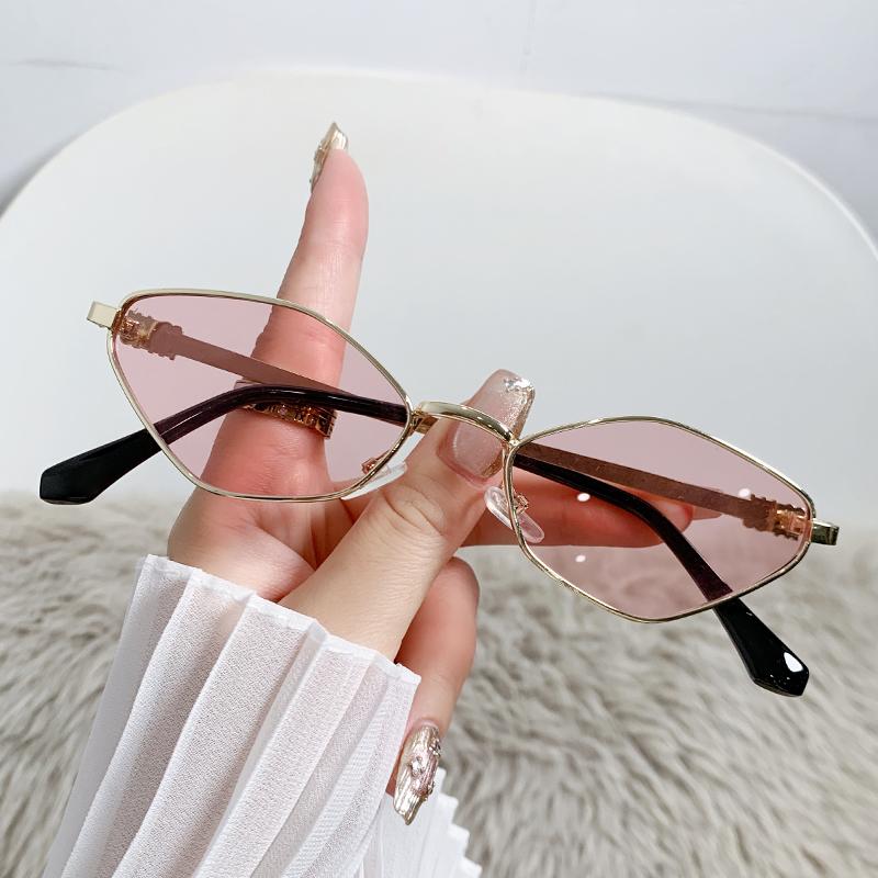 Fashionable Diamond Shaped Metal Sunglasses Latest Simple Beach Sunshade Sunglasses Internet Famous Same Style Sunglasses