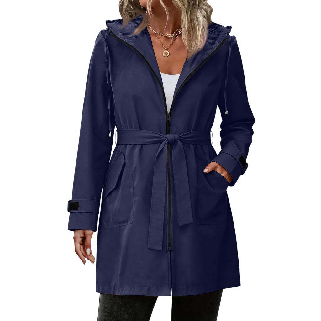 Damen Regenmäntel Mit Kapuze Leichte Outdoor Kapuzen Windjacke Trenchcoat Jacke Große Größen