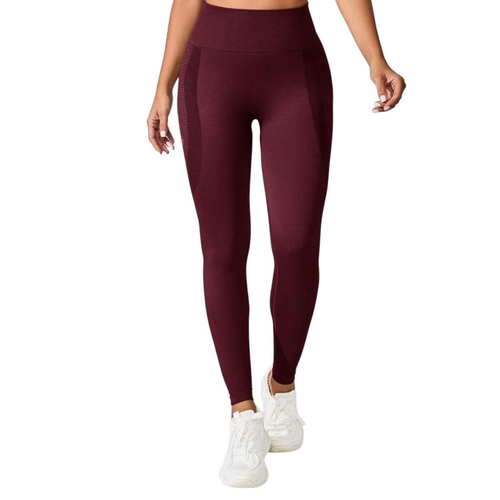 Colanti Sport Eleganti High Waist Push-Up Effect Tummy Control Leggings Burgundy