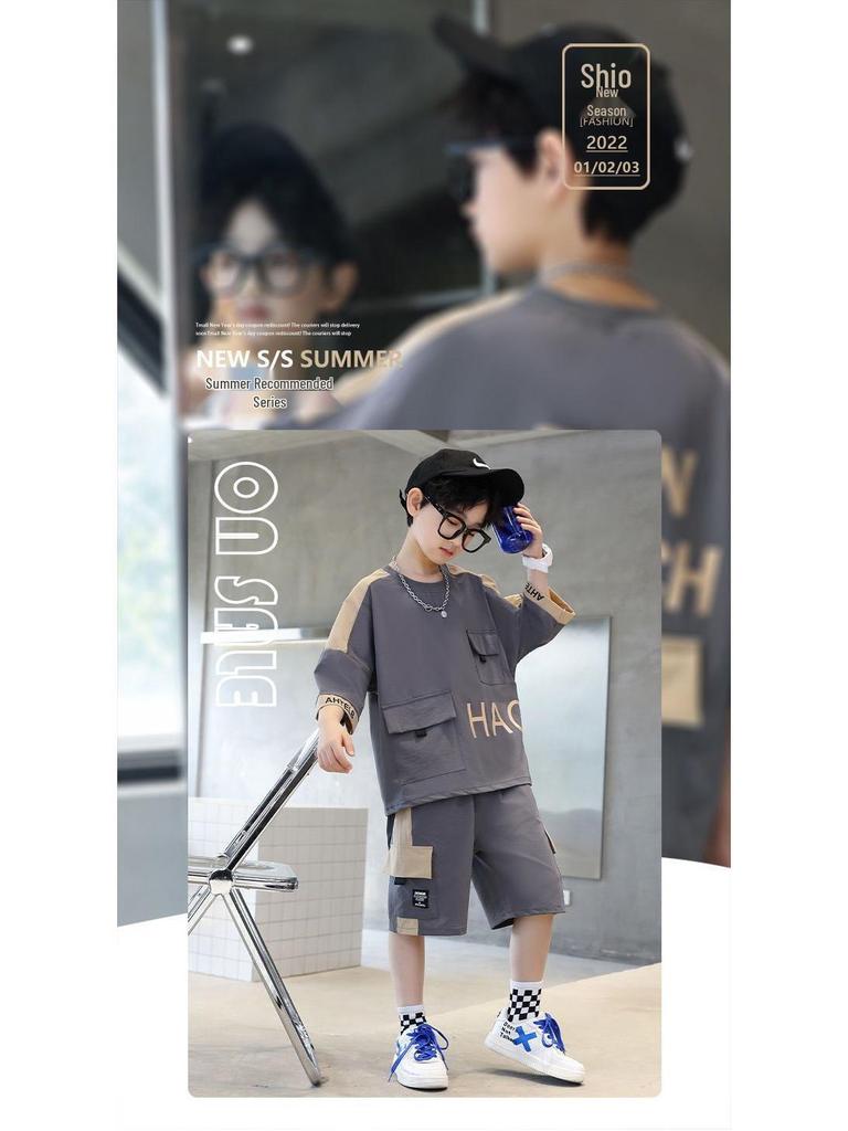 2025 Boys' Trendy Summer Short Sleeve Set - Stylish and Lightweight for Mid-to-Big Kids