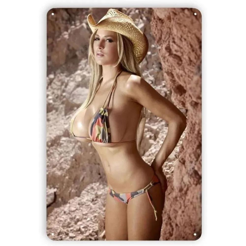 Decorative Metal Tin Sign, Anime Fitness Girl, 20x30 cm