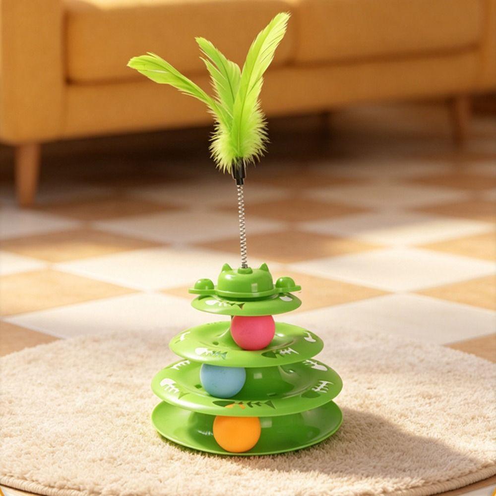 Multi Layer Cat Track Ball Toy Rotating Ball Interactive Cat Toy Kitten Entertainment
