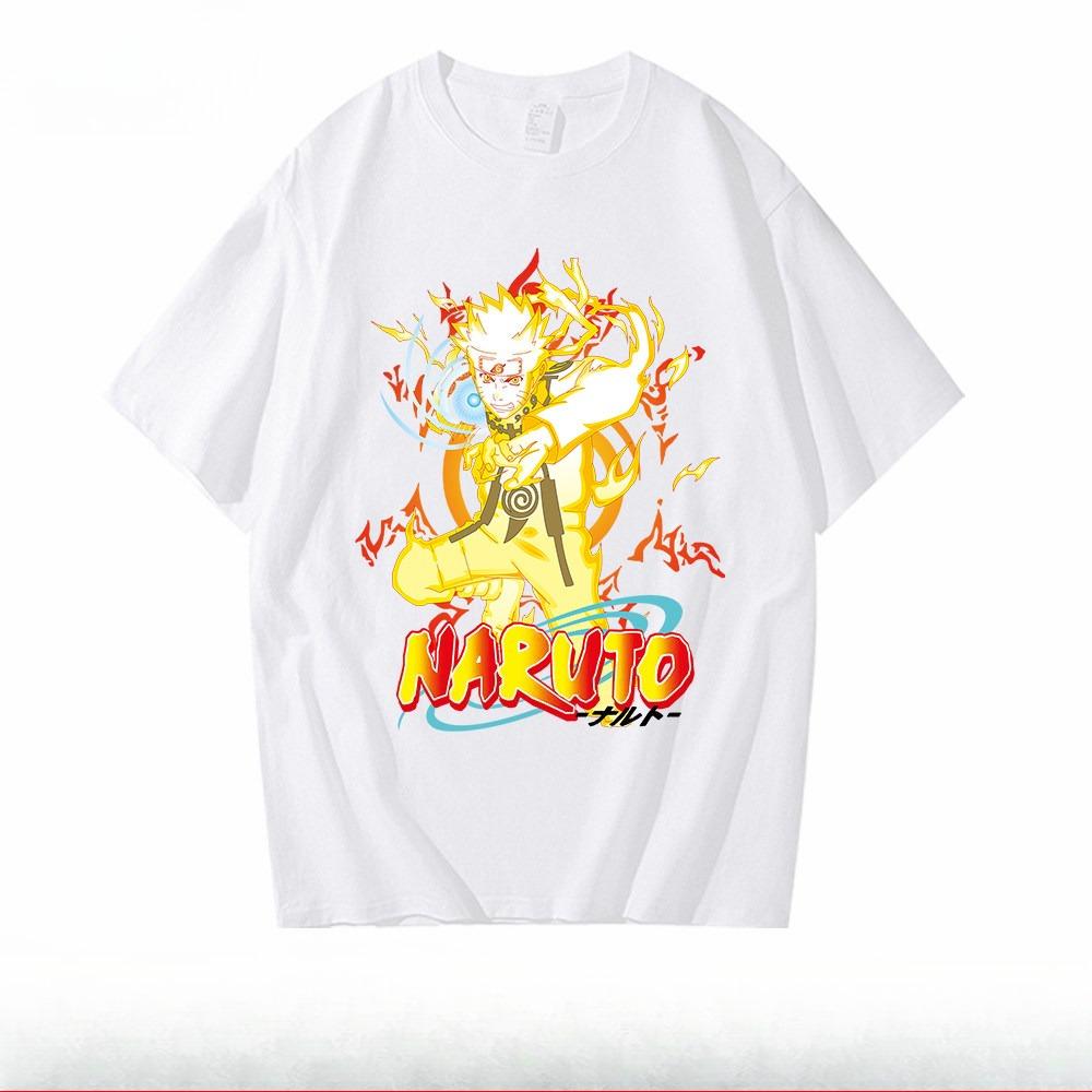 Trendy Brand Naruto Childrens Tshirt Summer New Anime Peripheral Printed Parentchild Outfit Pure Cotton Fashionable Tshirt