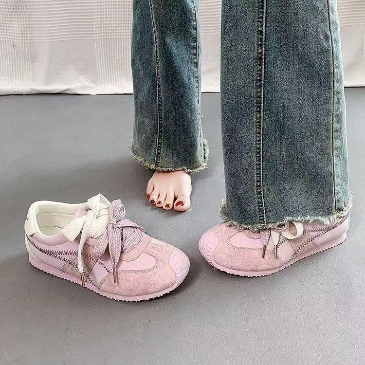 Retro Lightweight Leather Surface German Training Shoes Women's 2025 New Autumn Popular Versatile Sports Shoes Casual Thick Baseplate Shoes