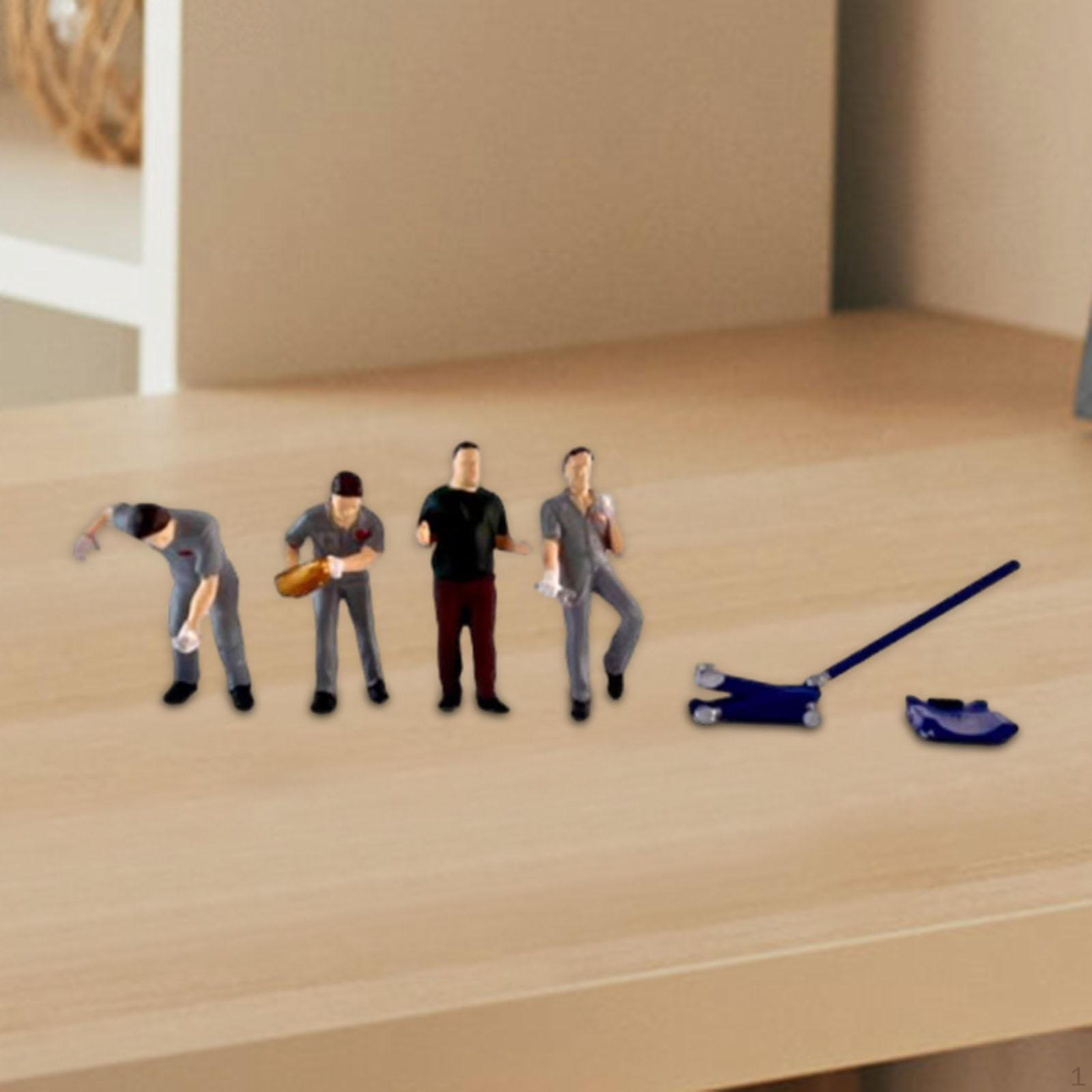 

4 Pack Diorama Figures Miniature Layout Resin Street People Model for Fairy Garden Micro Landscape серый