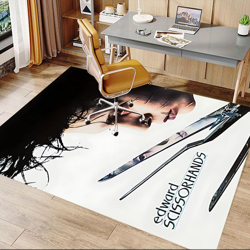 Edward Scissorhands Movie Poster Carpet For Playroom Bedroom Living Room Sofa Home Decor Kids Game Area Rug Nonslip Floor Mat