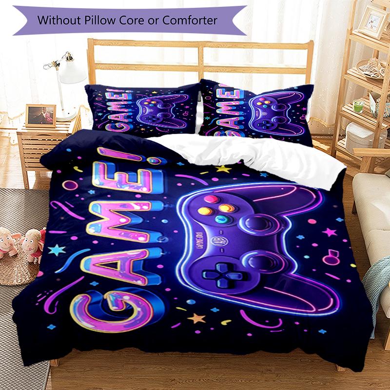 3pcs Game Controller Bedding Set Duvet Cover Closure Includes 1 Duvet Cover & 2 Pillowcases, Soft and Comfortable for All Seasons.