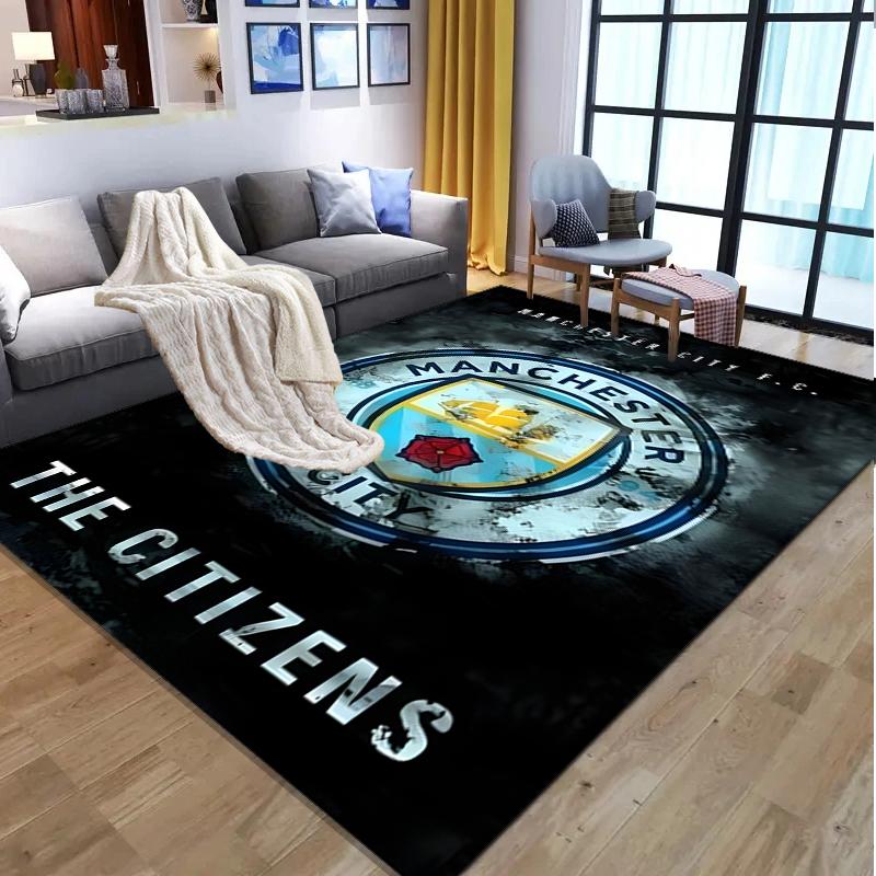 Manchester City FC Pattern Rug, Indoor/Outdoor Mat, for Picnic, Gameroom, Bedroom, Office, Living Room, Home Decor Carpet, Birthday Gift