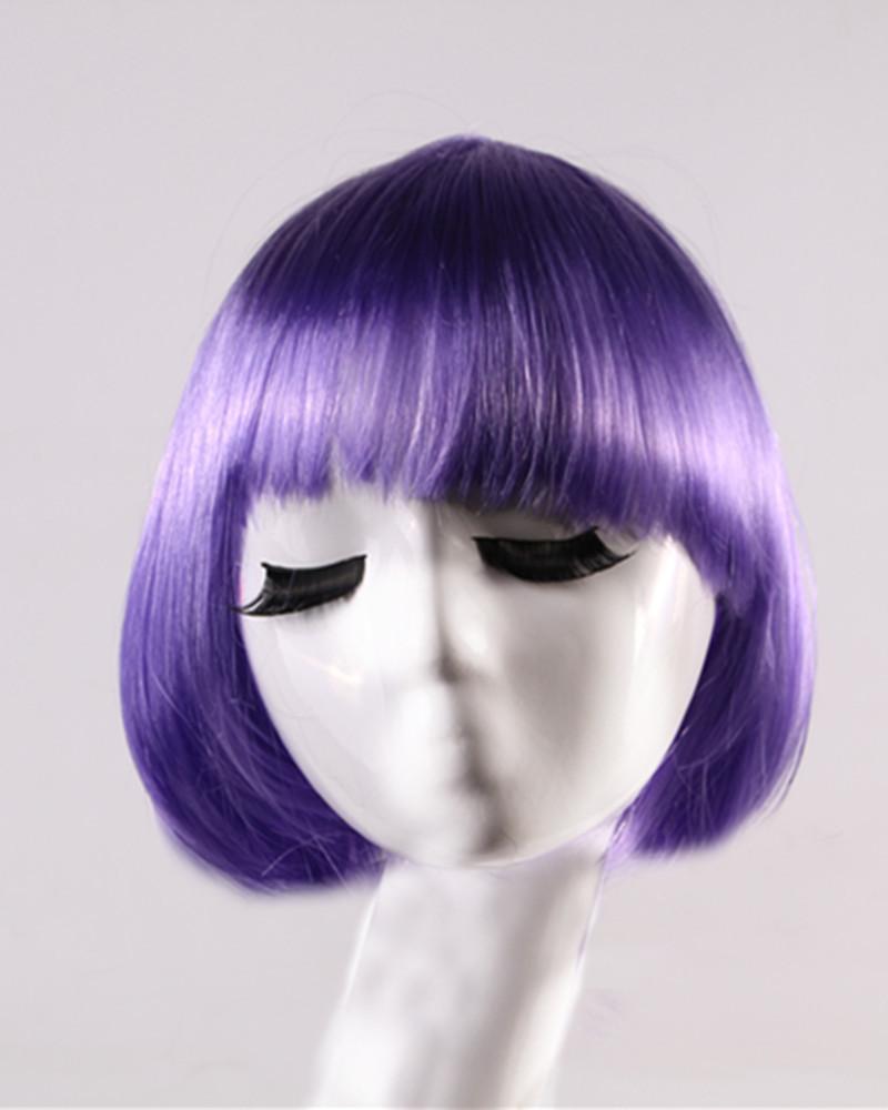 Parrucca Corta Sintetica BOB Completa Multicolore Cosplay Festa di Halloween Capelli Corti Parrucche Monocolore