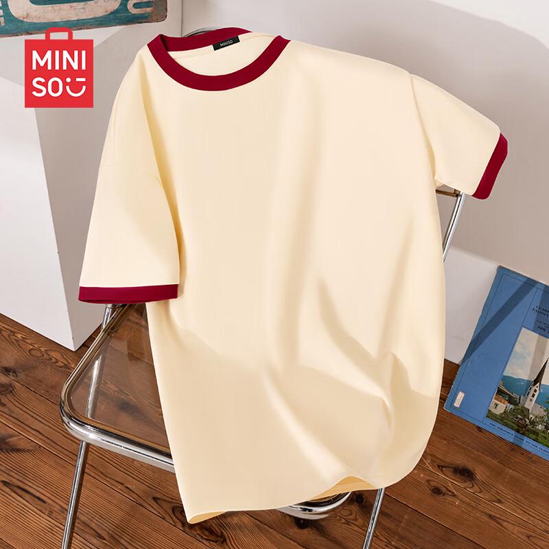 MINISO Men s Color-Block Ribbed Short Sleeve T-Shirt L