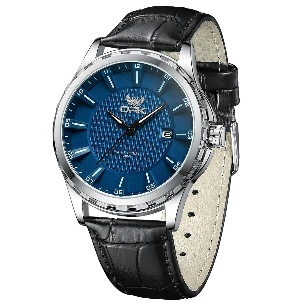 

OPK Quartz Simple and Stainless Classic Date Perfect for High School Students and Office Blue Men s Watch, Popular, Stylish, Steel, Waterproof,