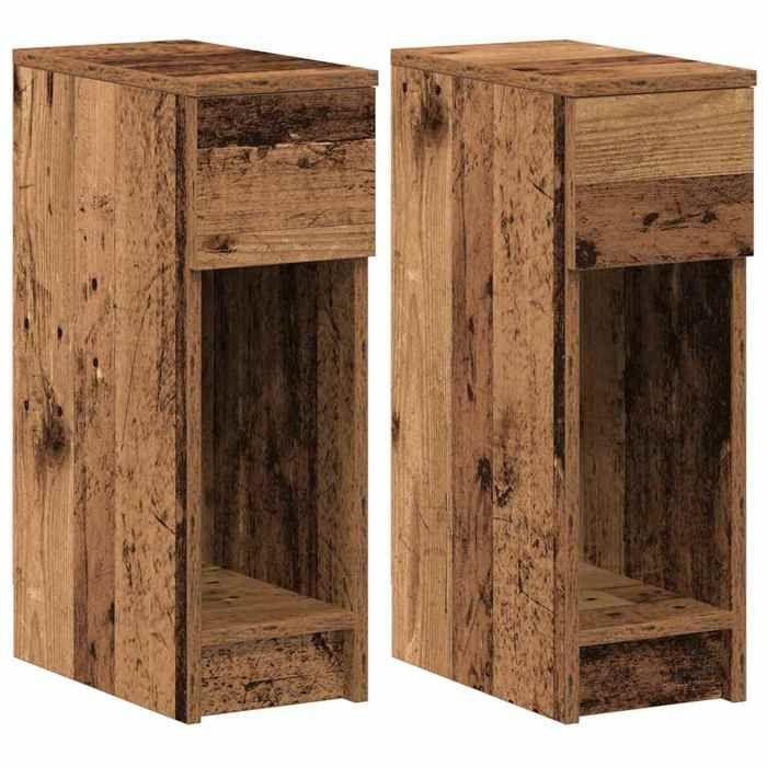 VidaXL Bedside Tables with Drawer 2 Pcs Old Wood 20x36x60 Cm, Side Table, Bedside Cabinet, Side Table for the 858710