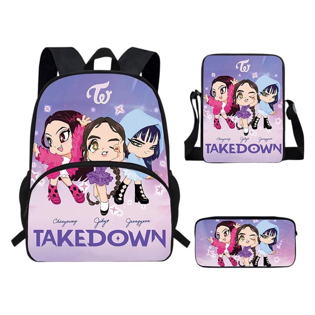 Girls Backpack Primary School Student Backpack Printed Children's Bag Shoulder Bag Pencil Case Three-piece Set