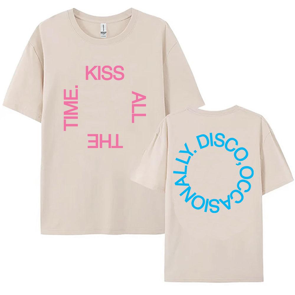 Harrystyles KISS ALL THE TIME. DISCO, OCCASIONALLY Tee Summer Short Sleeve Cotton T-shirt Unisex Streetwear Women Men Clothing