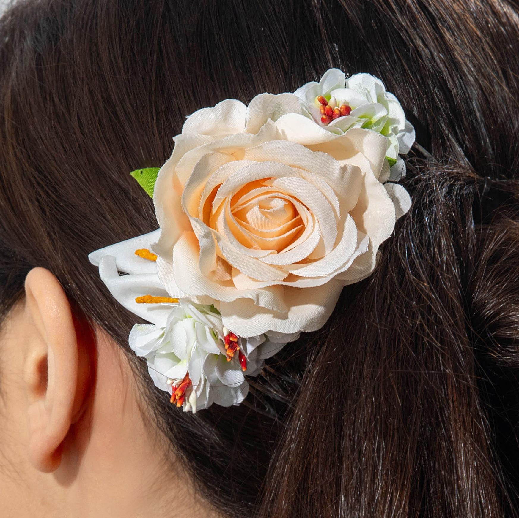 Accessories, Mori sweet simulation three-dimensional flower hair comb, atmosphere, ethnic style, side hairpin hair comb