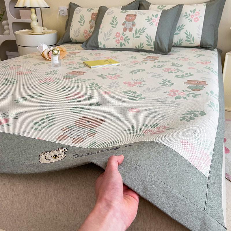 3KS Podložka z ledového hedvábí Letní ratanová podložka Letní podložka na postel Prostěradla Skládací ledové hedvábí Manželská postel Klimatizační podložka