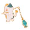 Cat Cartoon Fishing Style Metal Badge Accessory Sweater Jacket Decoration Brooch